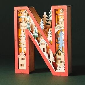 NWT Anthropologie Wonderland Christmas Scene Letter N